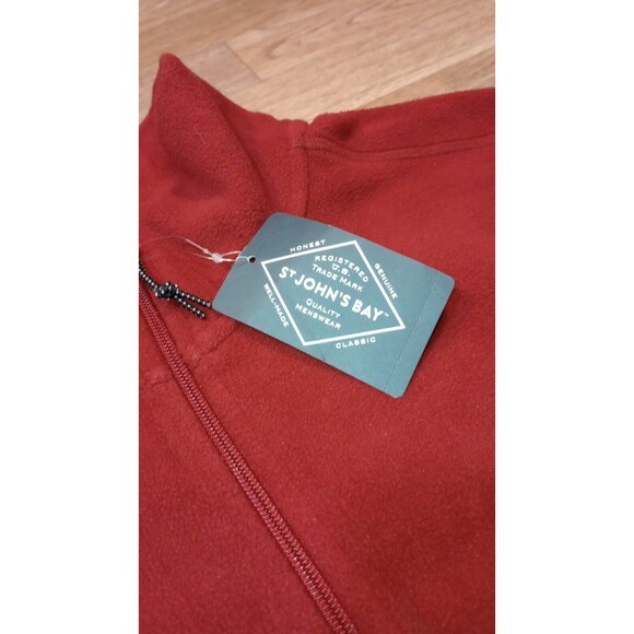 NWT St Johns Bay Sweatshirt Mens M Medium 1/4 Zip Rusty Red Fleece Pullover - Picture 4 of 16